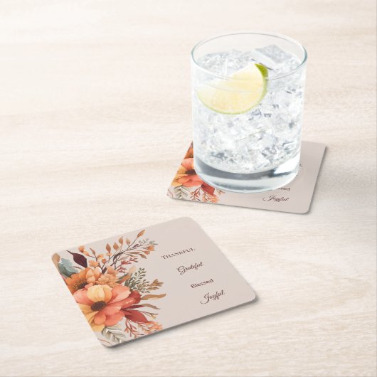 感謝グラテグル賛美フローラ感謝祭 スクエアペーパーコースター (インサイチュ)