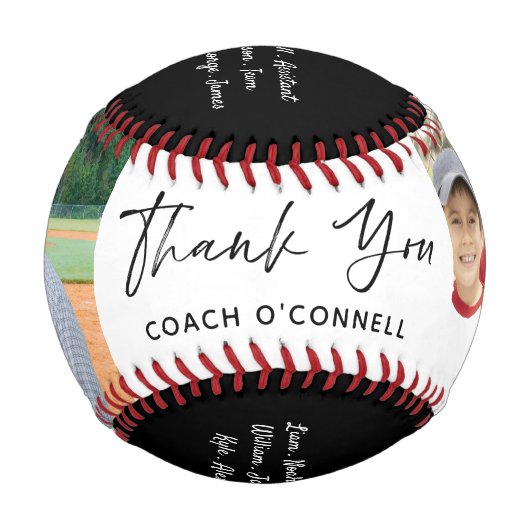 感謝コーチ感謝の写真とチームの名簿 野球ボール (裏面)