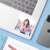 【感謝シール】ありがとうJK|寿司娘 GenerativeAI シール (ノートパソコンとiPhone)