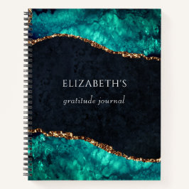 感謝ジャーナルグリーンアゲート金ゴールドグリッター ノートブック