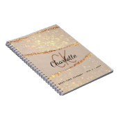 感謝ジャーナルバラ金ゴールドグリッターアゲートモノグラム ノートブック (右側)