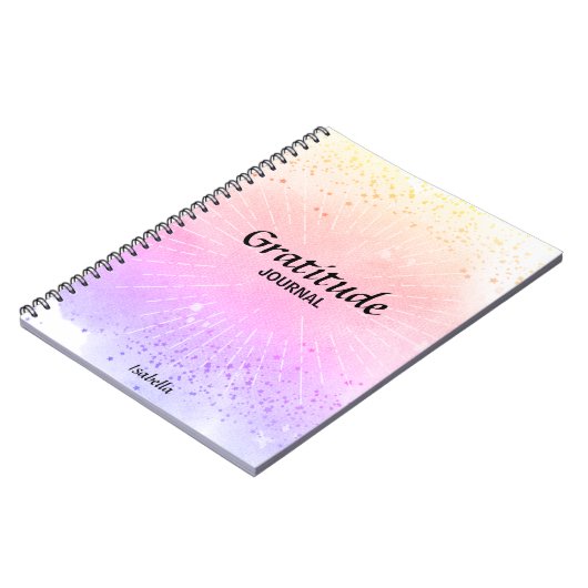 感謝ジャーナルピンク紫の水色モノグラム ノートブック (左側)