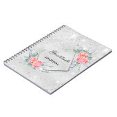 感謝ジャーナル銀ピンク花模様グリッター ノートブック (左側)