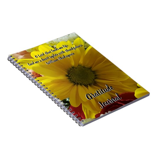 感謝ジャーナル黄色のデイジーフローラ写真 ノートブック (右側)