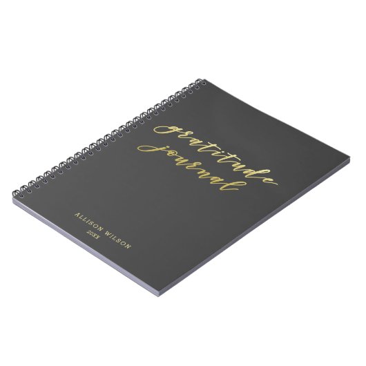 感謝ジャーナル – かわいい金ゴールドスクリプトタイポグラフィ ノートブック (左側)