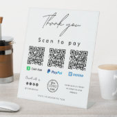 感謝スキャンしてロゴを支払うQRコードここで白 台座サイン (インサイチュ)