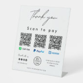 感謝スキャンしてロゴを支払うQRコードここで白 台座サイン (正面)