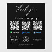 感謝スキャンしてロゴを支払うQRコードここで黒 ウィンドウサイン (シート)
