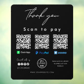 感謝スキャンしてロゴを支払うQRコードここで黒 ウィンドウサイン (シート3)