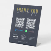 感謝スキャンしてロゴを支払うQRコード支払いネイビー 台座サイン (正面)