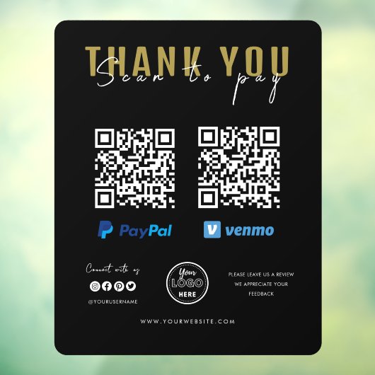 感謝スキャンしてロゴを支払うQRコード支払い黒 ウィンドウサイン (シート3)