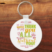感謝タイポグラフィ感謝していメッセージ キーホルダー (正面)
