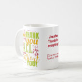 感謝タイポグラフィ感謝していメッセージ コーヒーマグカップ (正面左)