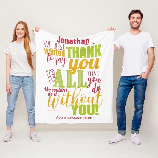 感謝タイポグラフィ感謝していメッセージ フリースブランケット (インサイチュ)