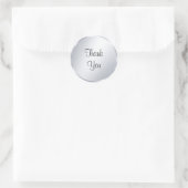 感謝テキスト メタリックシルバー ルック テンプレート ラウンドシール (バッグ)