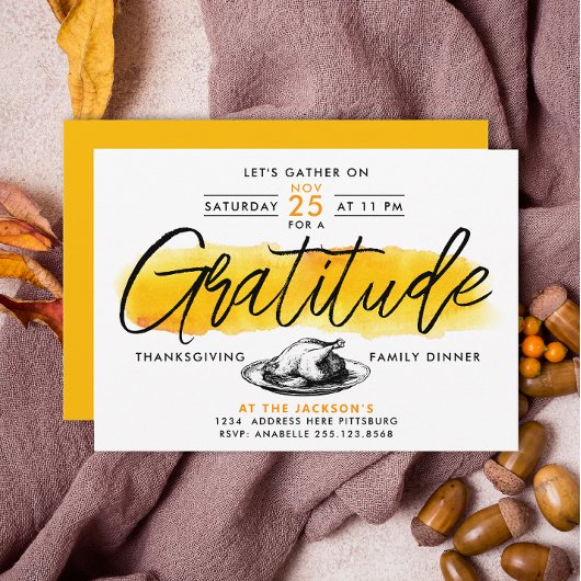 感謝トルコ感謝祭ディナーウォーター色 招待状