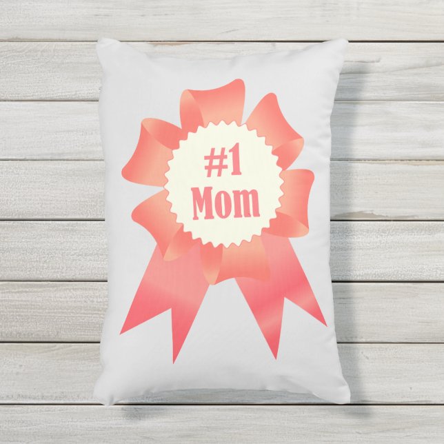 感謝ナンバーワンマザー受賞者のリボン アウトドアクッション (正面(縦))