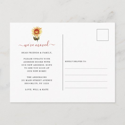 感謝ニューホーム引っ越しました秋リース移動 案内ポストカード (裏面)