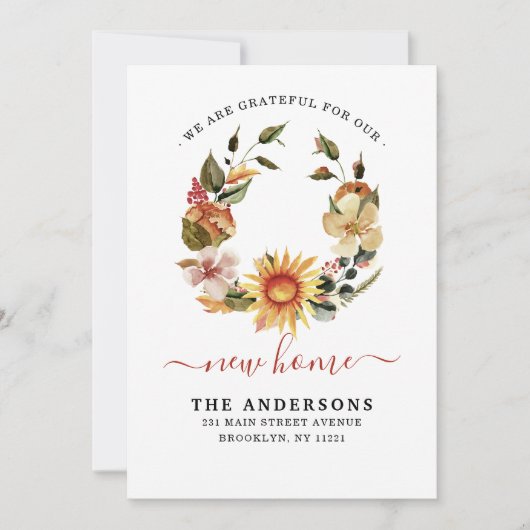 感謝ニューホーム引っ越しました秋リース移動 案内状 (正面)