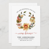 感謝ニューホーム引っ越しました秋リース移動 案内状 (正面/裏面)