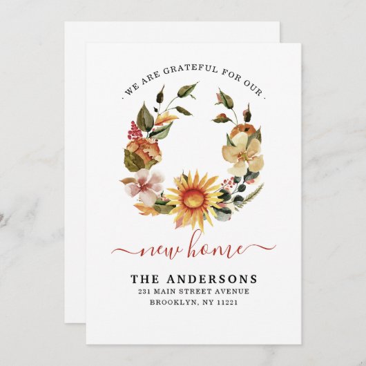 感謝ニューホーム引っ越しました秋リース移動 案内状 (正面/裏面)