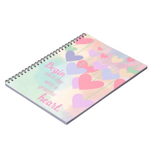 感謝ハートピンクグリーン紫の感謝グラデーションの気持ち ノートブック (左側)