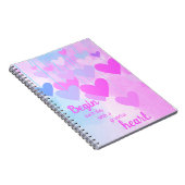 感謝ハートピンクパープルブルー感謝引用文 ノートブック (右側)
