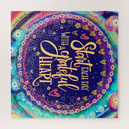 感謝ハート感動的かわいらしおもしろいトレンディー ジグソーパズル (横)