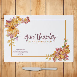 感謝ハート感謝祭紙ランチョンマット ペーパーパッド