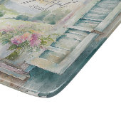 感謝ハート水色フローラ窓 カッティングボード (角)