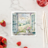 感謝ハート水色フローラ窓 スタンダードカクテルナプキン (インサイチュ)