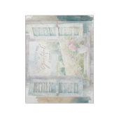 感謝ハート水色フローラ窓 ノートパッド (回転)