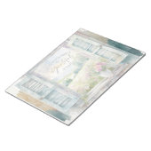 感謝ハート水色フローラ窓 ノートパッド (アングル)