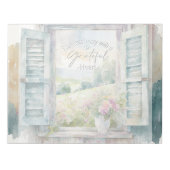 感謝ハート水色フローラ窓 ノートパッド (正面)