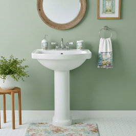 感謝ハート水色フローラ窓 ハンドタオル