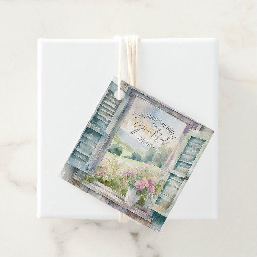 感謝ハート水色フローラ窓 フェイバータグ (インサイチュ)