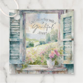 感謝ハート水色フローラ窓 フェイバータグ (正面)