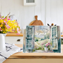 感謝ハート水色フローラ窓