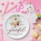 感謝バーガンディフローラカボチャ感謝祭 ペーパープレート (パーティー)