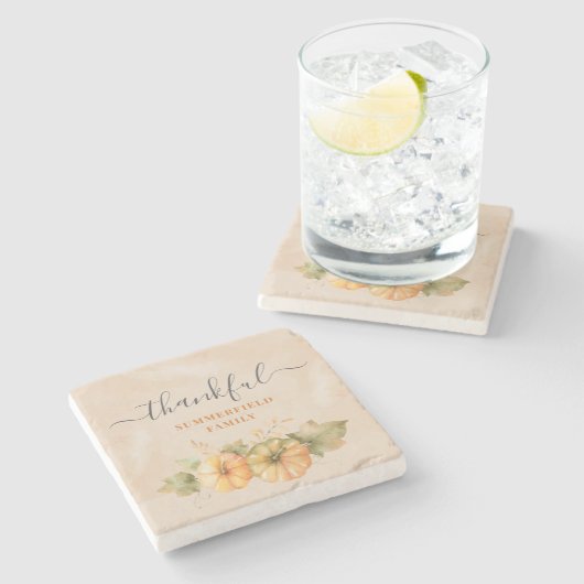 感謝パンプキンファミリー感謝ディナー ストーンコースター (横)