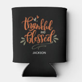 感謝パーソナライズされたと感謝祭の名賛美前を付ける 缶クーラー (裏面)