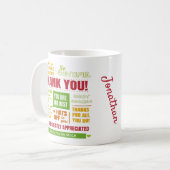 感謝パーソナライズされたのメッセージ コーヒーマグカップ (正面左)