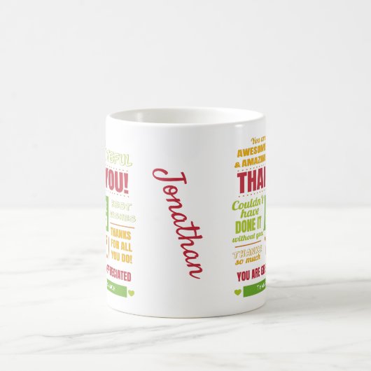 感謝パーソナライズされたのメッセージ コーヒーマグカップ (中央)