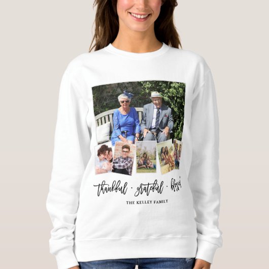 感謝パーソナライズされたの6写真家族コラージュ スウェットシャツ (正面)
