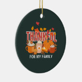 感謝パーソナライズされたカボチャ感謝の家族 セラミックオーナメント (右)