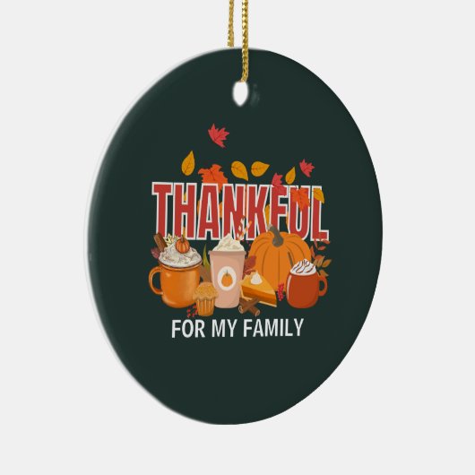 感謝パーソナライズされたカボチャ感謝の家族 セラミックオーナメント (右)