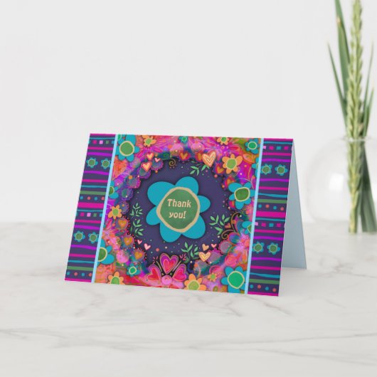 感謝パーソナライズされたフローラ陽気かわいい カード (正面)