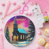 感謝パーソナライズされた国クリスマス教会。 ペーパープレート (パーティー)