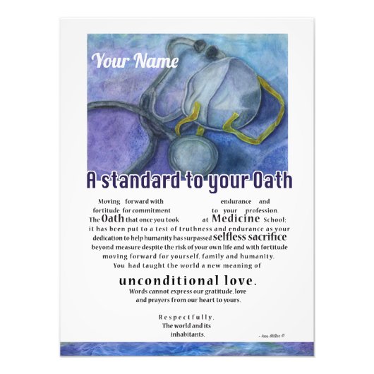感謝パーソナライズされた詩メディカルアートワークドクター フォトプリント            (正面)