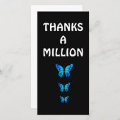 感謝パーソナライズされた青蝶ありがとう サンキューカード (正面/裏面)